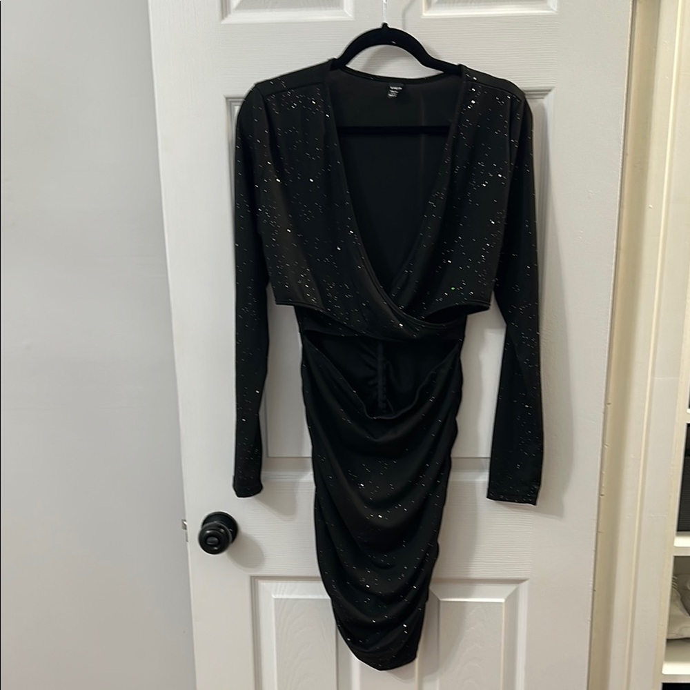 SHEIN Black Sparkle Long Sleeve Dress